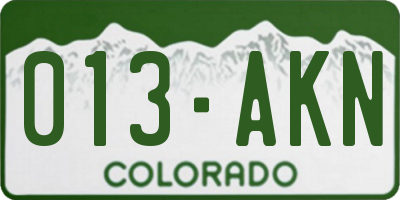 CO license plate 013AKN