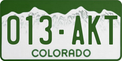 CO license plate 013AKT