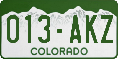 CO license plate 013AKZ