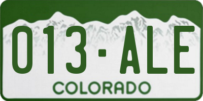 CO license plate 013ALE