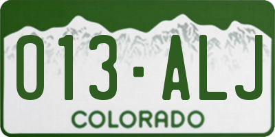 CO license plate 013ALJ