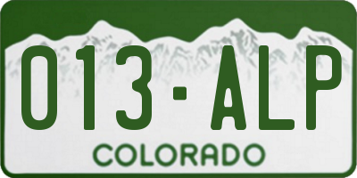 CO license plate 013ALP