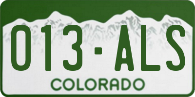 CO license plate 013ALS