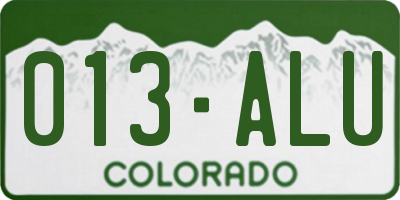 CO license plate 013ALU