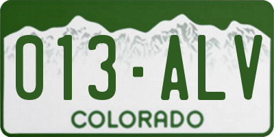 CO license plate 013ALV