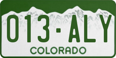 CO license plate 013ALY