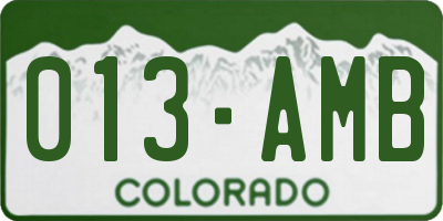 CO license plate 013AMB