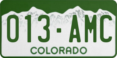 CO license plate 013AMC