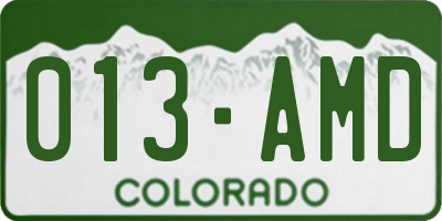 CO license plate 013AMD