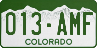 CO license plate 013AMF