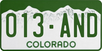 CO license plate 013AND