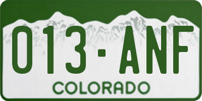 CO license plate 013ANF