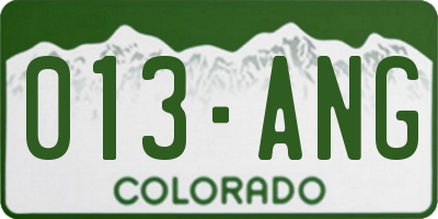 CO license plate 013ANG