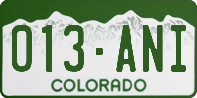CO license plate 013ANI