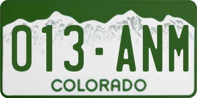 CO license plate 013ANM