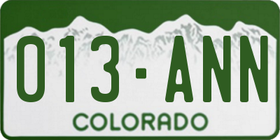 CO license plate 013ANN