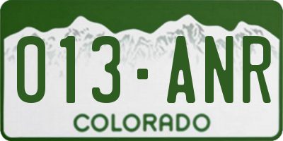 CO license plate 013ANR