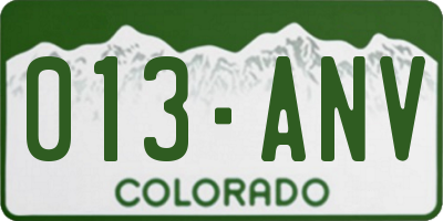 CO license plate 013ANV