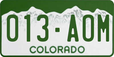 CO license plate 013AOM