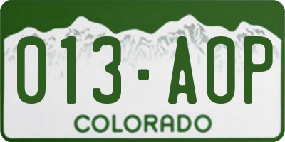 CO license plate 013AOP