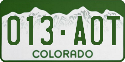 CO license plate 013AOT