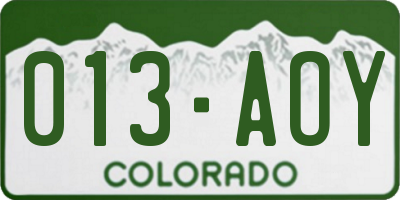 CO license plate 013AOY