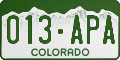 CO license plate 013APA