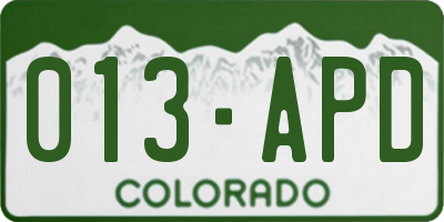 CO license plate 013APD