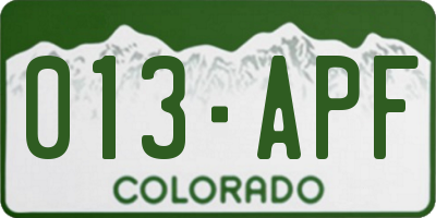 CO license plate 013APF