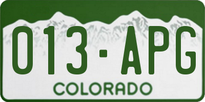 CO license plate 013APG