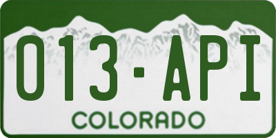 CO license plate 013API