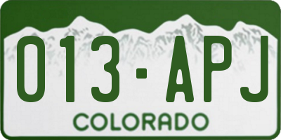 CO license plate 013APJ