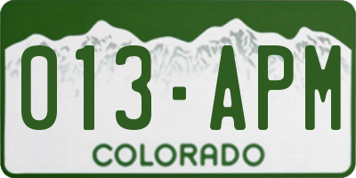 CO license plate 013APM