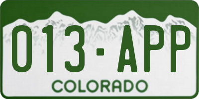 CO license plate 013APP