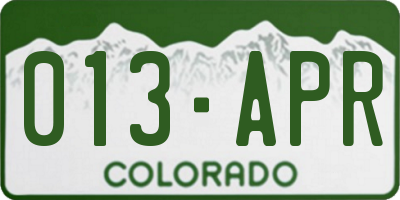 CO license plate 013APR