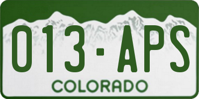 CO license plate 013APS