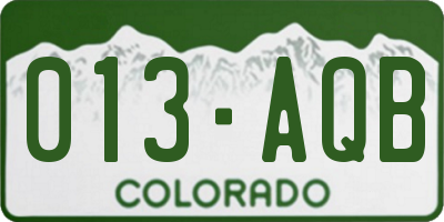 CO license plate 013AQB