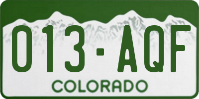 CO license plate 013AQF