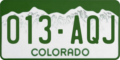 CO license plate 013AQJ