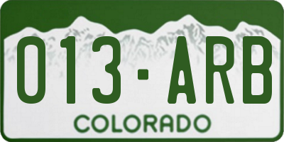 CO license plate 013ARB