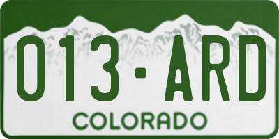 CO license plate 013ARD