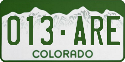 CO license plate 013ARE