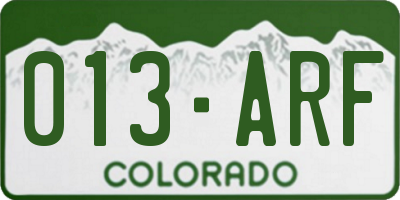 CO license plate 013ARF