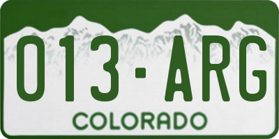 CO license plate 013ARG