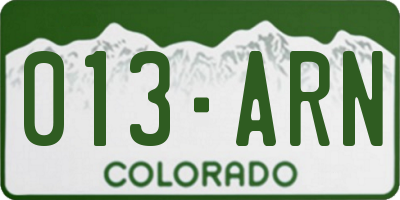 CO license plate 013ARN