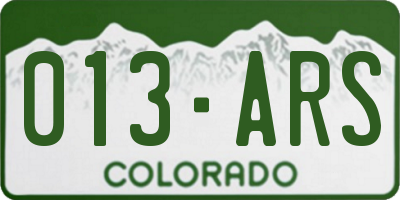 CO license plate 013ARS