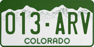 CO license plate 013ARV
