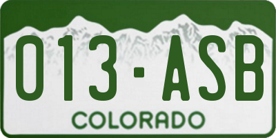 CO license plate 013ASB