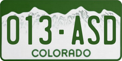 CO license plate 013ASD