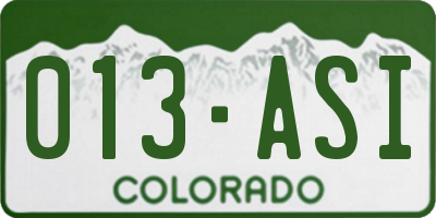 CO license plate 013ASI
